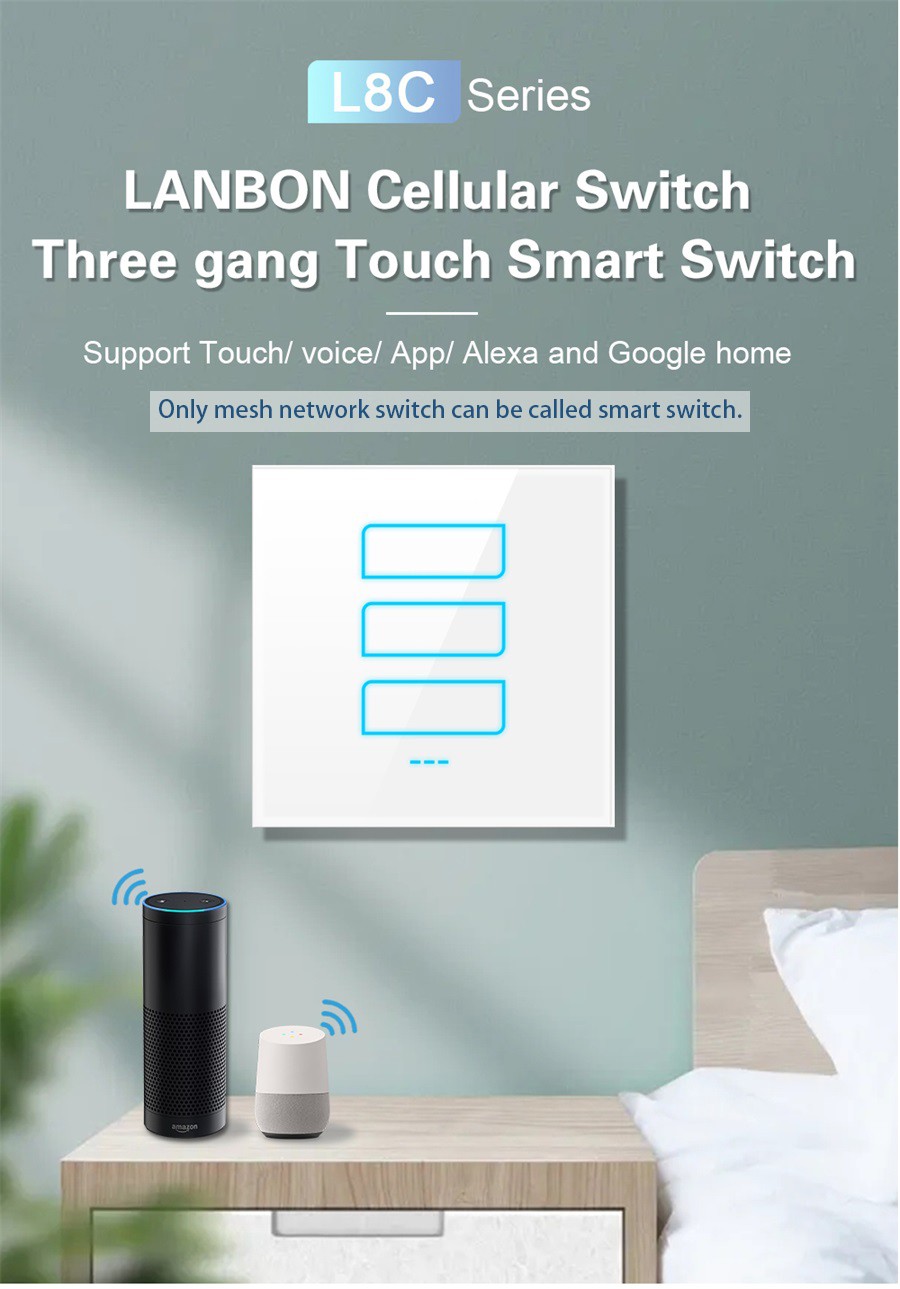 LANBON Cellular Switch Three gang Touch Smart Switch L8C-HS3 01 LANBON Cellular Switch Three gang Touch Smart Switch L8C-HS3 01